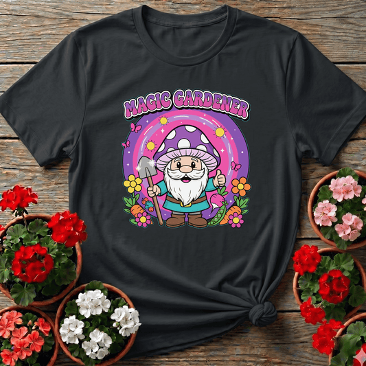 Magic Gardener Gnome Mushroom Hat Gardening T-Shirt - GardeningTshirts