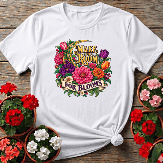 Make Room for Blooms Floral Moon Gardening T-Shirt - GardeningTshirts