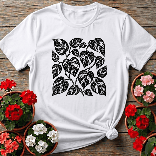 Marble Queen Pothos Leaf Print Gardening T-Shirt - GardeningTshirts