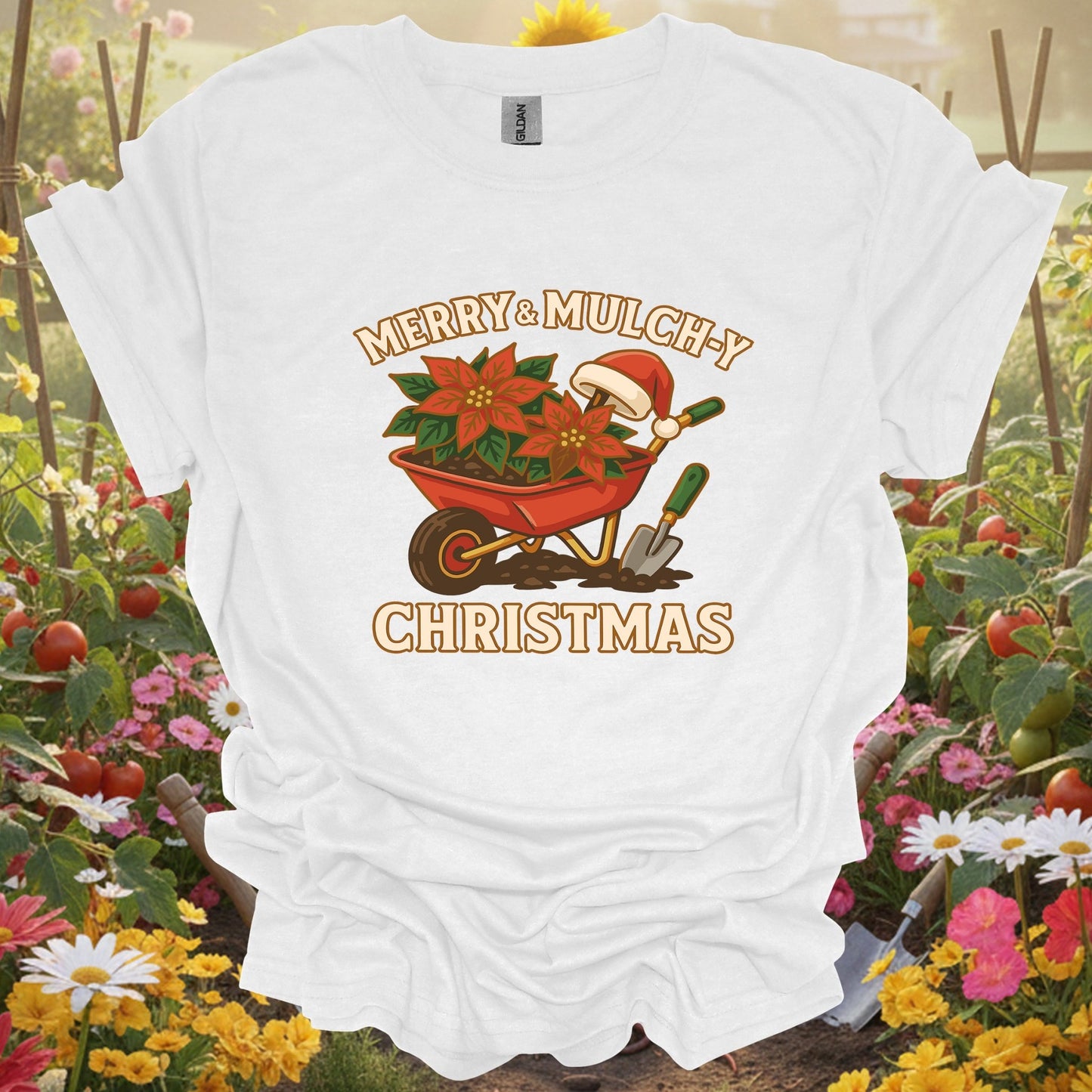 "Merry & Mulch - y Christmas" Funny Gardener T-Shirt - GardeningTshirts