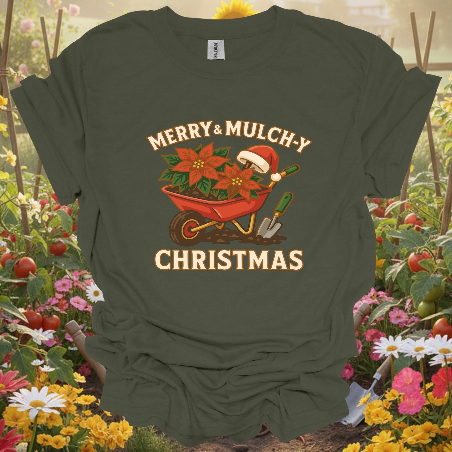 "Merry & Mulch - y Christmas" Funny Gardener T-Shirt - GardeningTshirts
