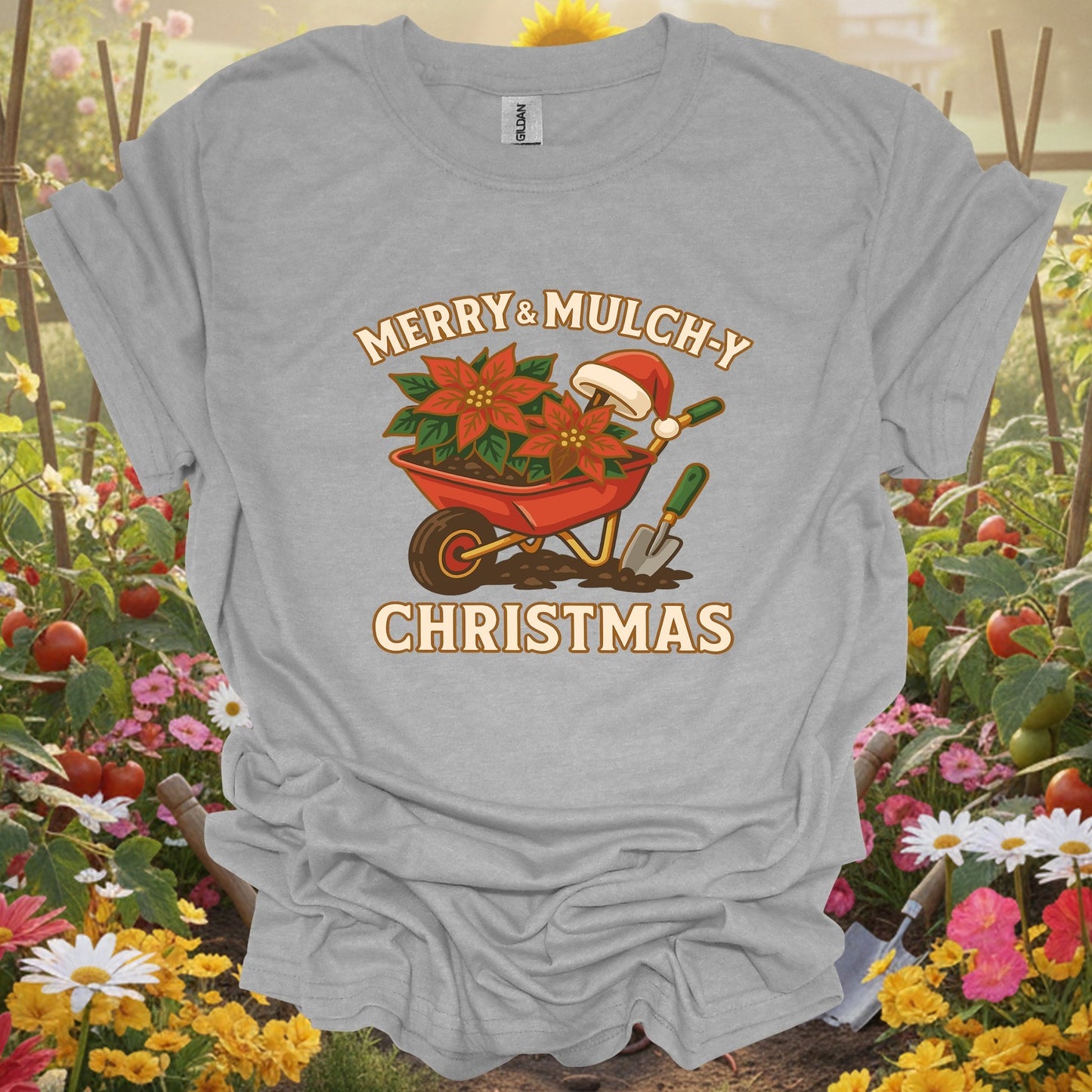 "Merry & Mulch - y Christmas" Funny Gardener T-Shirt - GardeningTshirts