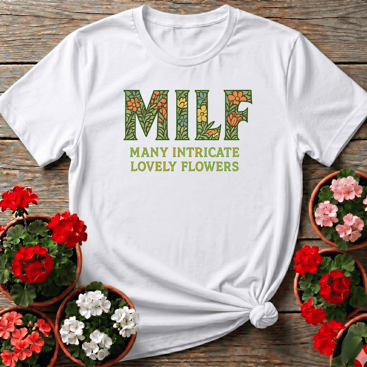 MILF Many Intricate Lovely Flowers Botanical Tee - GardeningTshirts