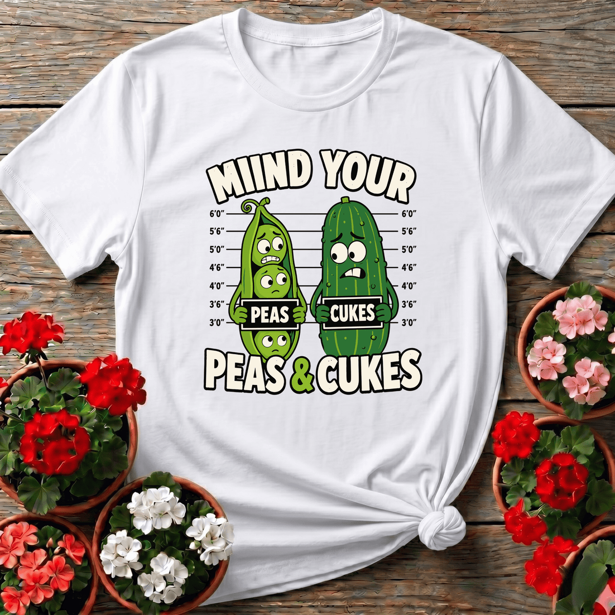 Mind Your Peas and Cukes Funny Vegetable Gardening Tee - GardeningTshirts