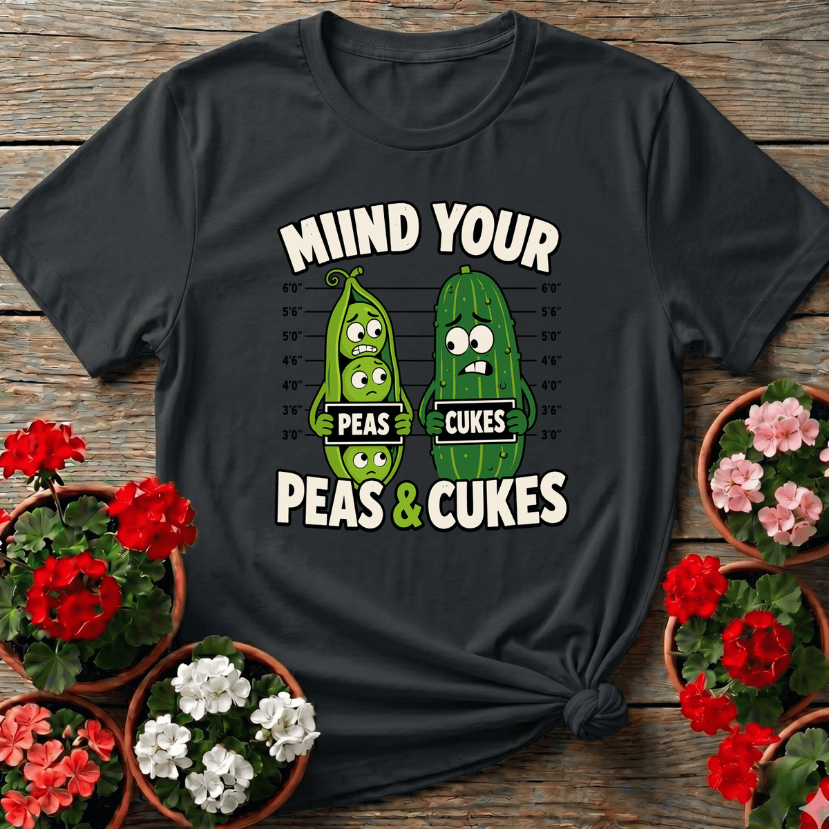 Mind Your Peas and Cukes Funny Vegetable Gardening Tee - GardeningTshirts