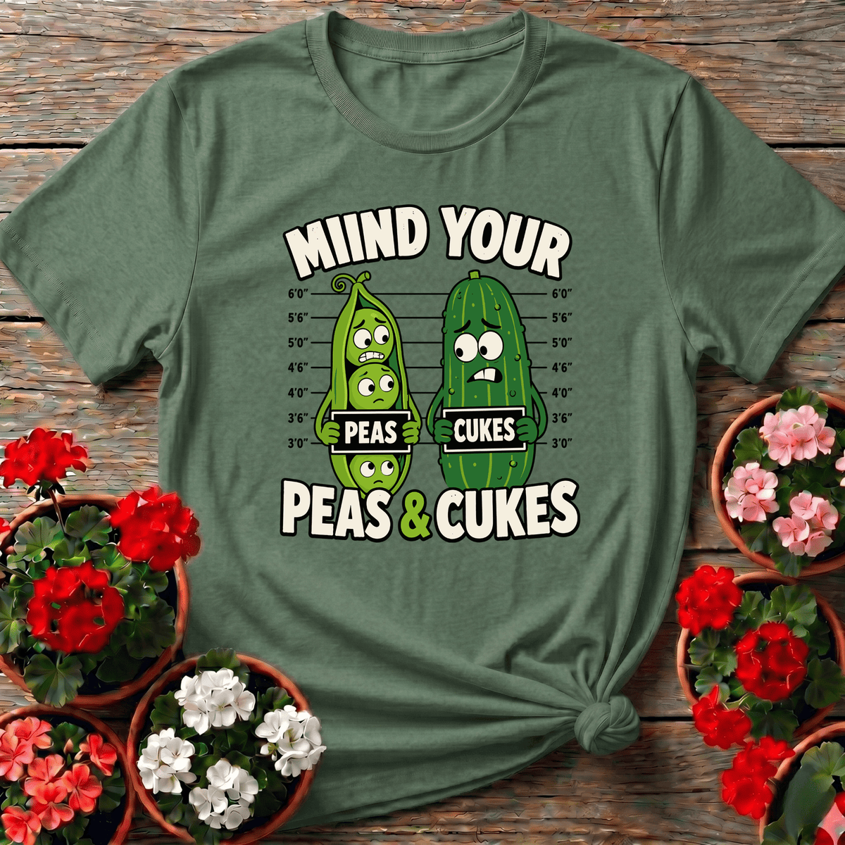 Mind Your Peas and Cukes Funny Vegetable Gardening Tee - GardeningTshirts