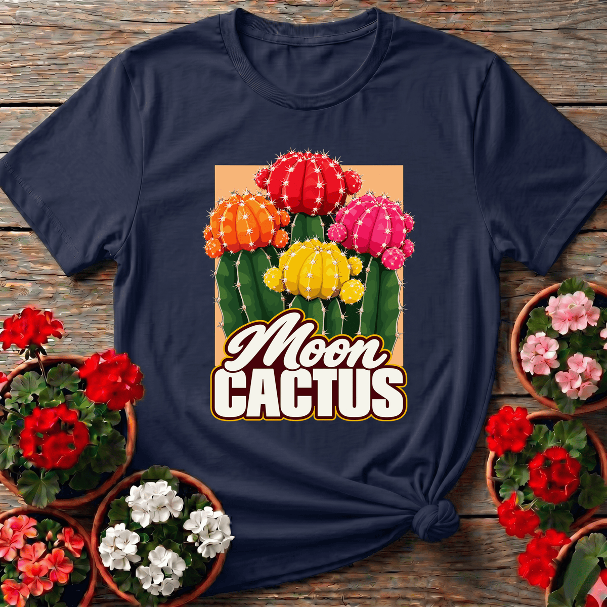 Moon Cactus Succulent Retro Illustration Shirt - GardeningTshirts