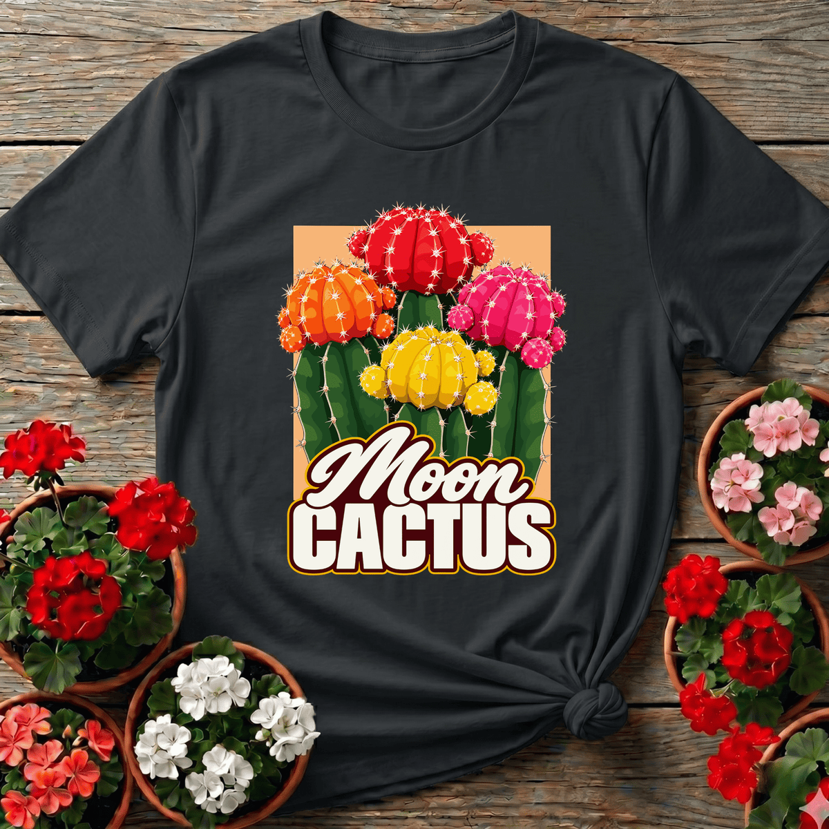 Moon Cactus Succulent Retro Illustration Shirt - GardeningTshirts