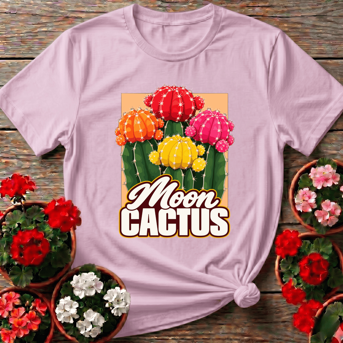 Moon Cactus Succulent Retro Illustration Shirt - GardeningTshirts