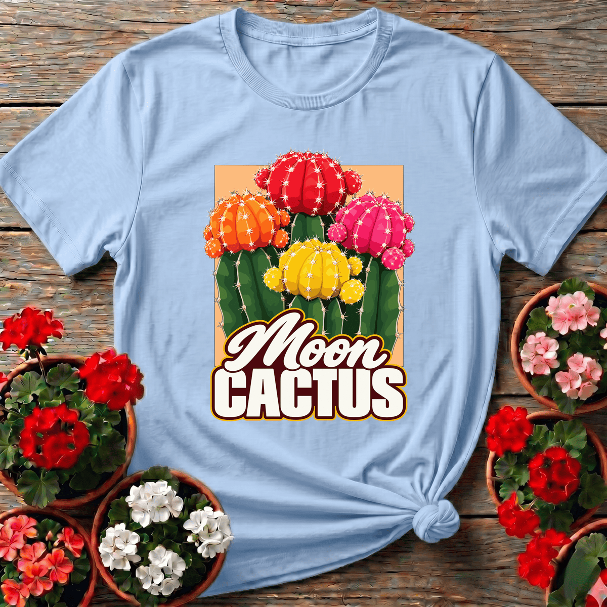 Moon Cactus Succulent Retro Illustration Shirt - GardeningTshirts