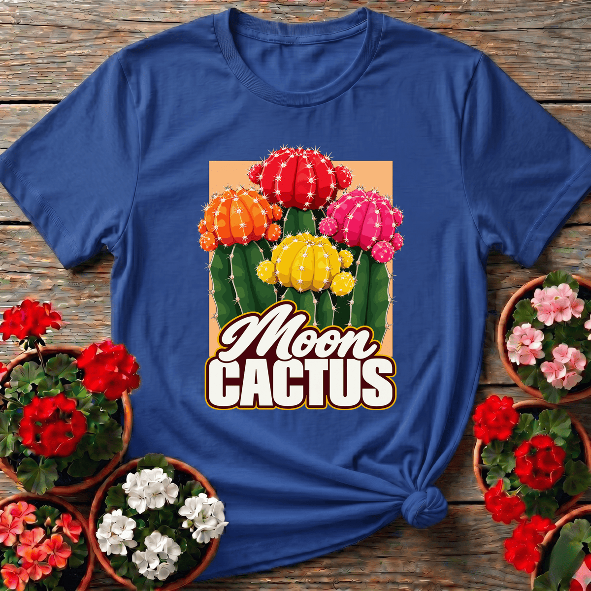 Moon Cactus Succulent Retro Illustration Shirt - GardeningTshirts