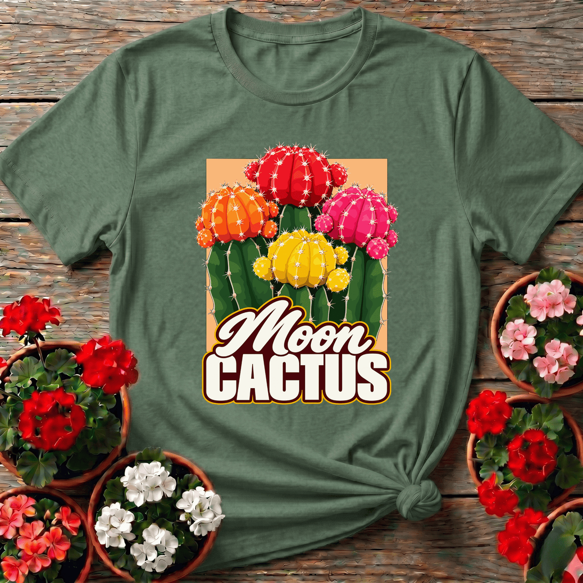Moon Cactus Succulent Retro Illustration Shirt - GardeningTshirts