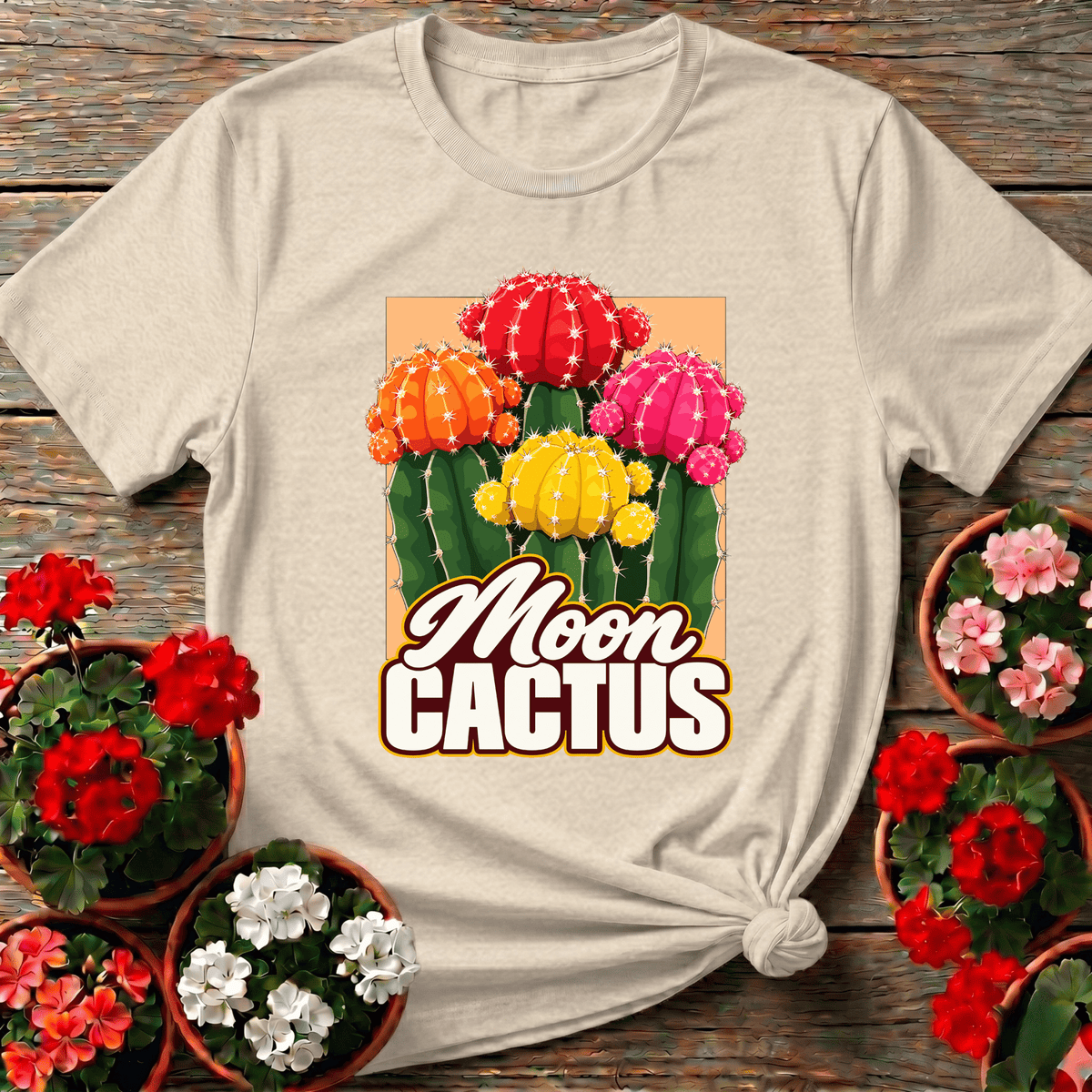 Moon Cactus Succulent Retro Illustration Shirt - GardeningTshirts