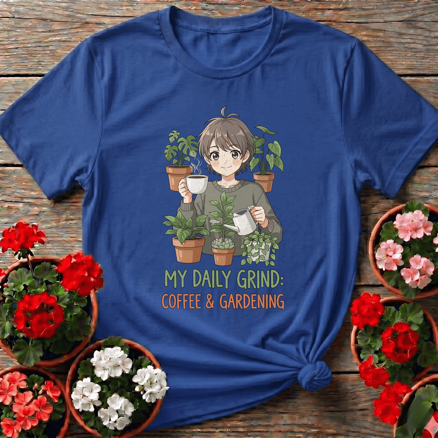 My Daily Grind Coffee and Gardening Anime Plant T-Shirt - GardeningTshirts
