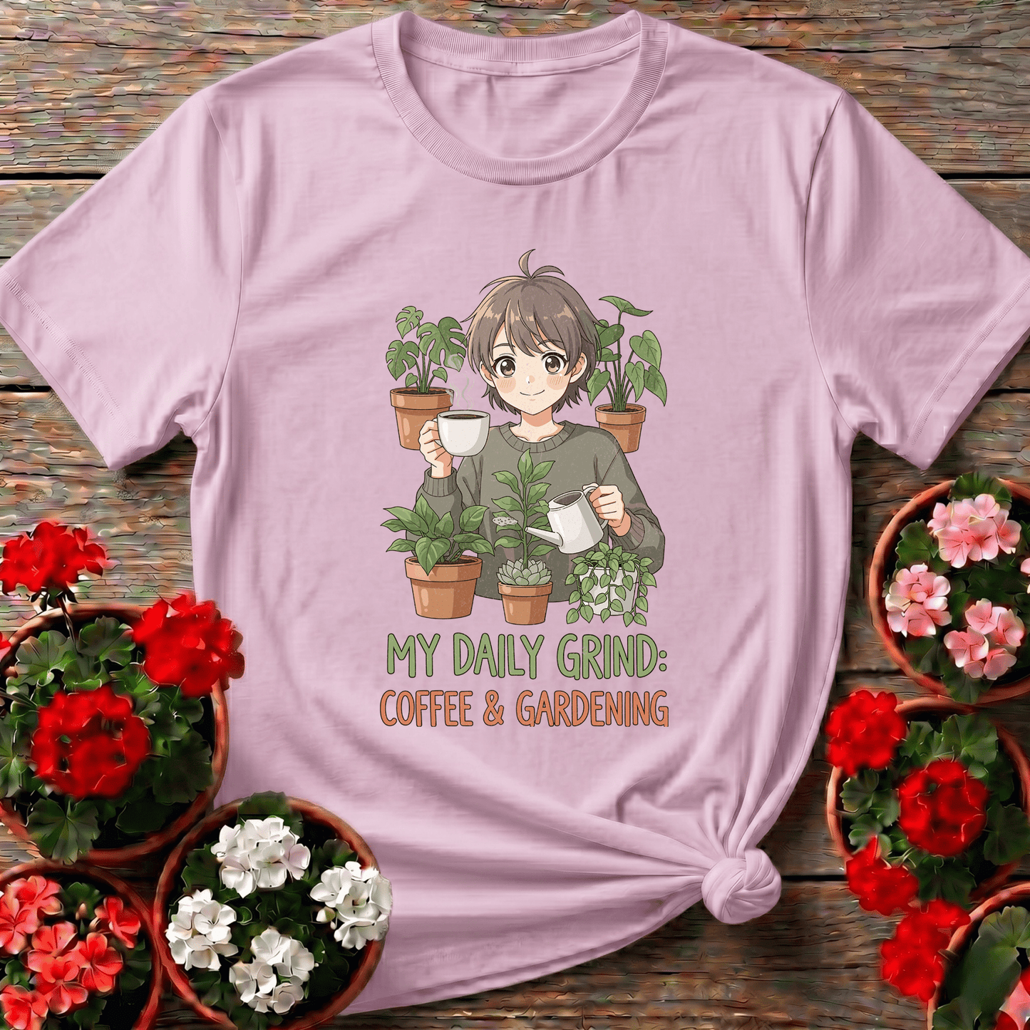 My Daily Grind Coffee and Gardening Anime Plant T-Shirt - GardeningTshirts