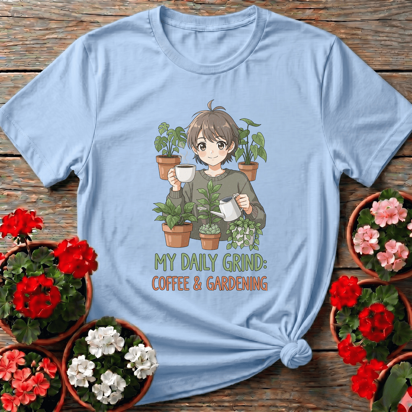 My Daily Grind Coffee and Gardening Anime Plant T-Shirt - GardeningTshirts
