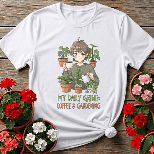 My Daily Grind Coffee and Gardening Anime Plant T-Shirt - GardeningTshirts