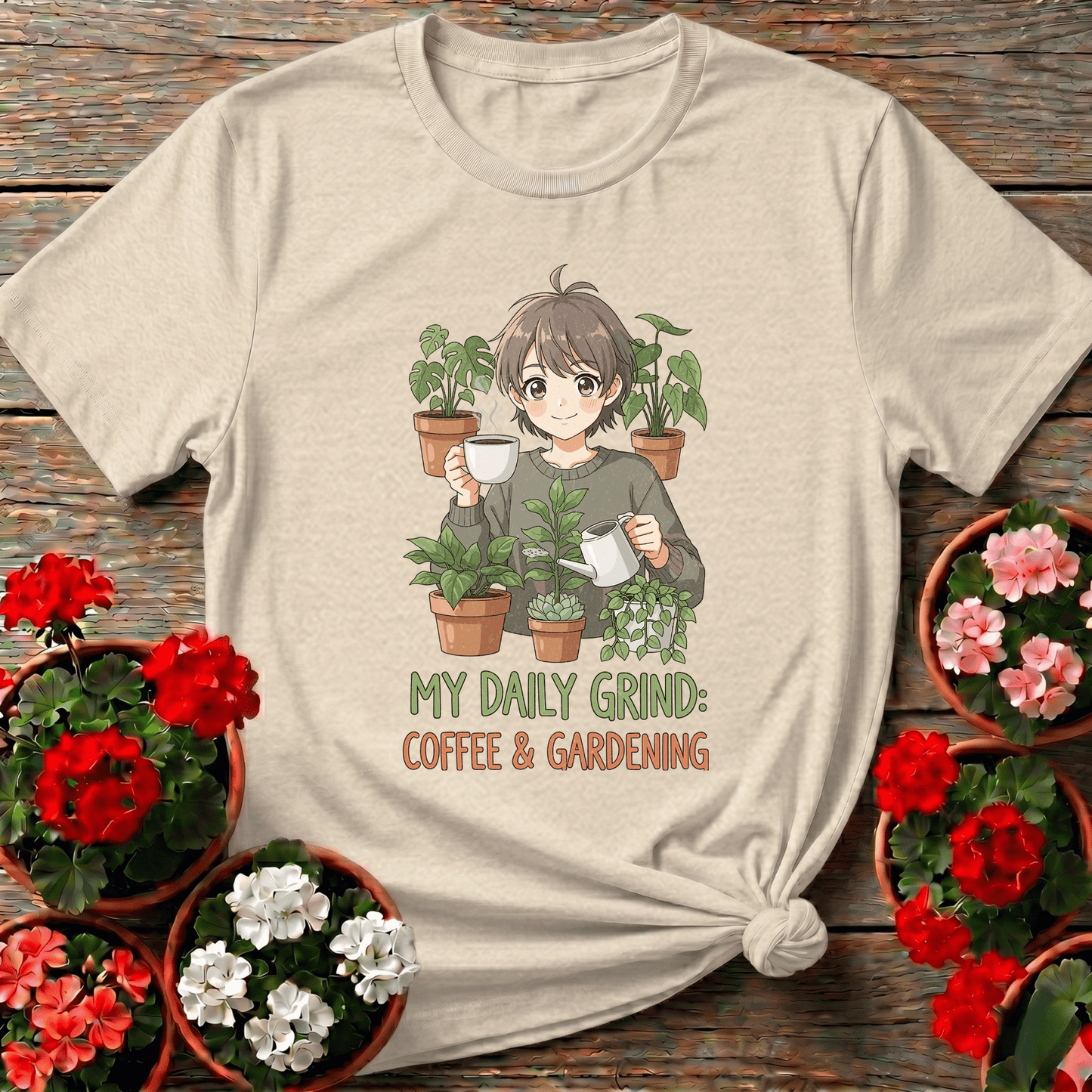 My Daily Grind Coffee and Gardening Anime Plant T-Shirt - GardeningTshirts