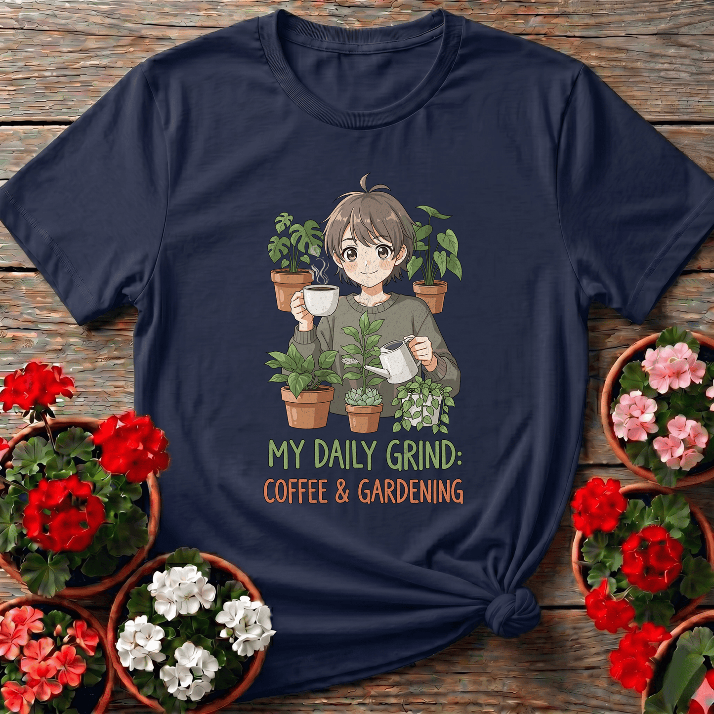 My Daily Grind Coffee and Gardening Anime Plant T-Shirt - GardeningTshirts