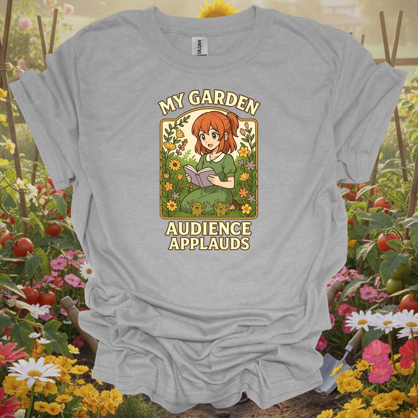 Sport gray tshirt showing acknowledge your botanical performance with this beautiful anime-inspired design for garden club members meeting fellow enthusiasts