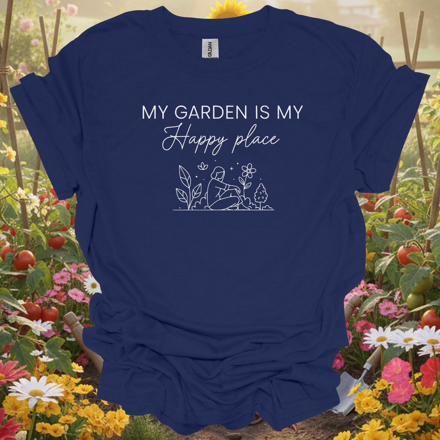 "My Garden Is My Happy Place" Gardener Meditation Tee - GardeningTshirts
