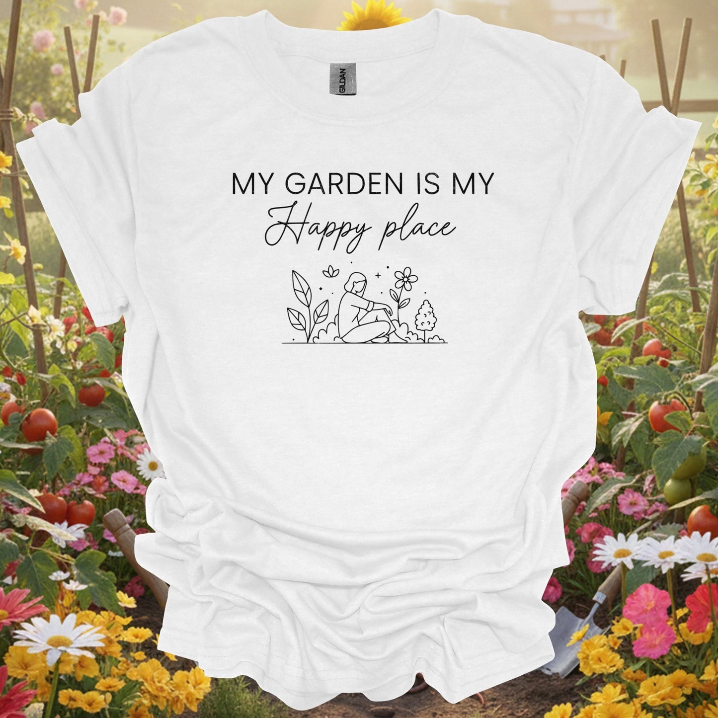 "My Garden Is My Happy Place" Gardener Meditation Tee - GardeningTshirts