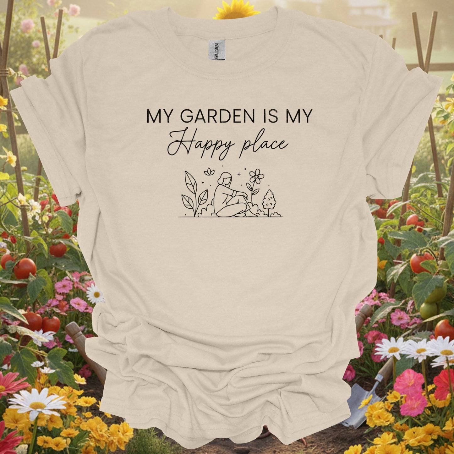 "My Garden Is My Happy Place" Gardener Meditation Tee - GardeningTshirts