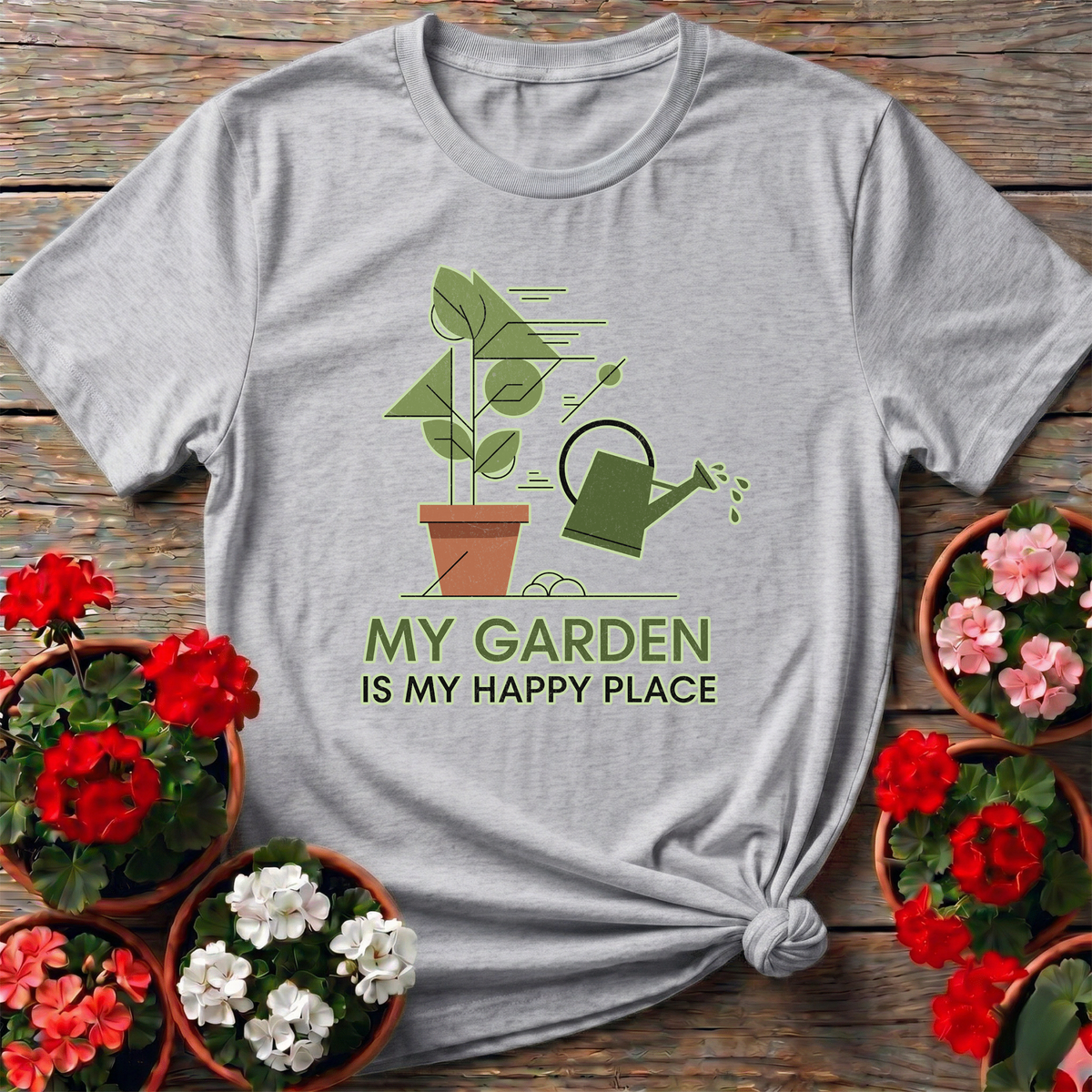My Garden Is My Happy Place Minimalist Botanical Tee - GardeningTshirts