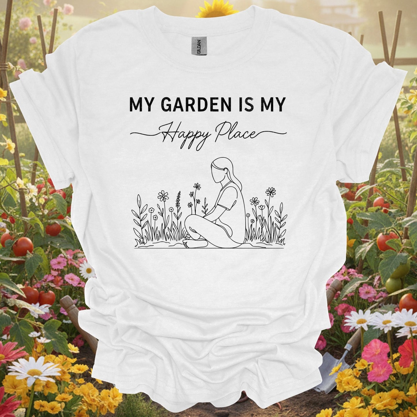 "My Garden Is My Happy Place" Minimalist T-Shirt - GardeningTshirts