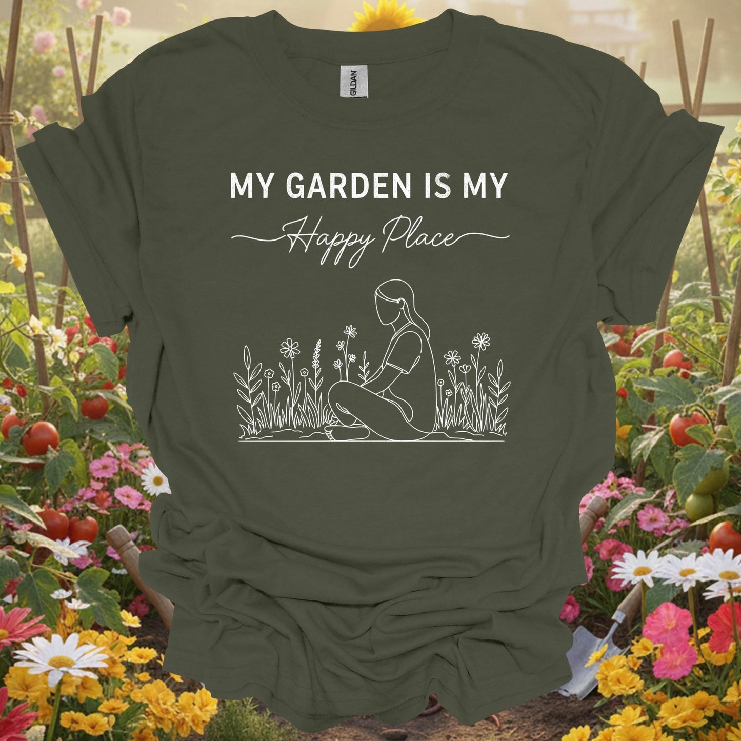 "My Garden Is My Happy Place" Minimalist T-Shirt - GardeningTshirts