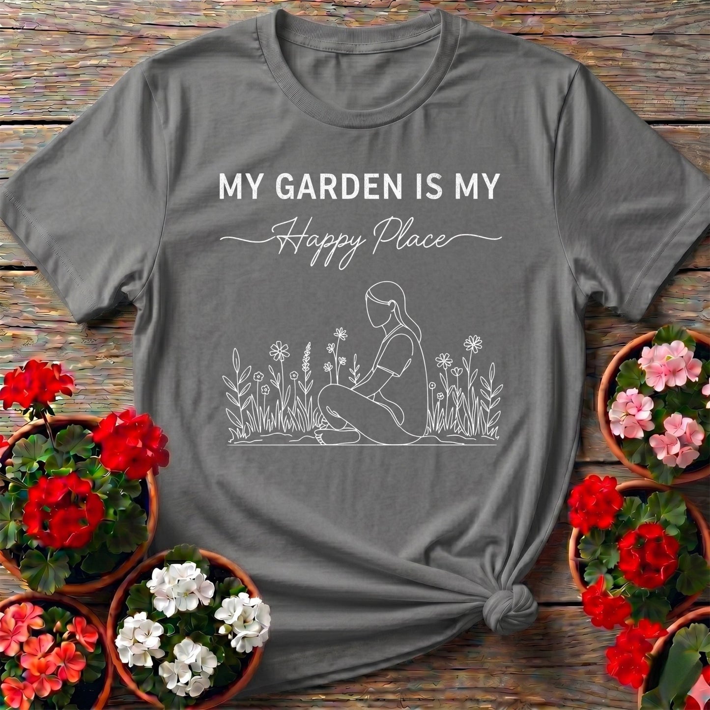 My Garden Is My Happy Place Minimalist Tee - GardeningTshirts