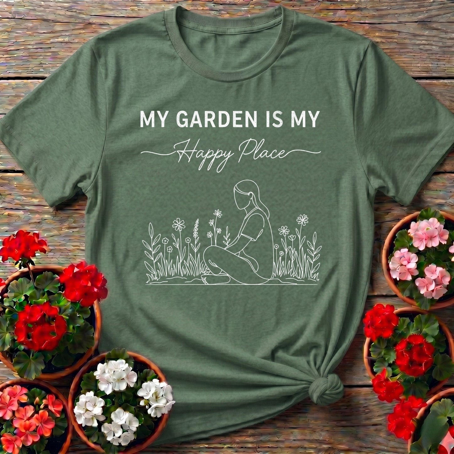 My Garden Is My Happy Place Minimalist Tee - GardeningTshirts