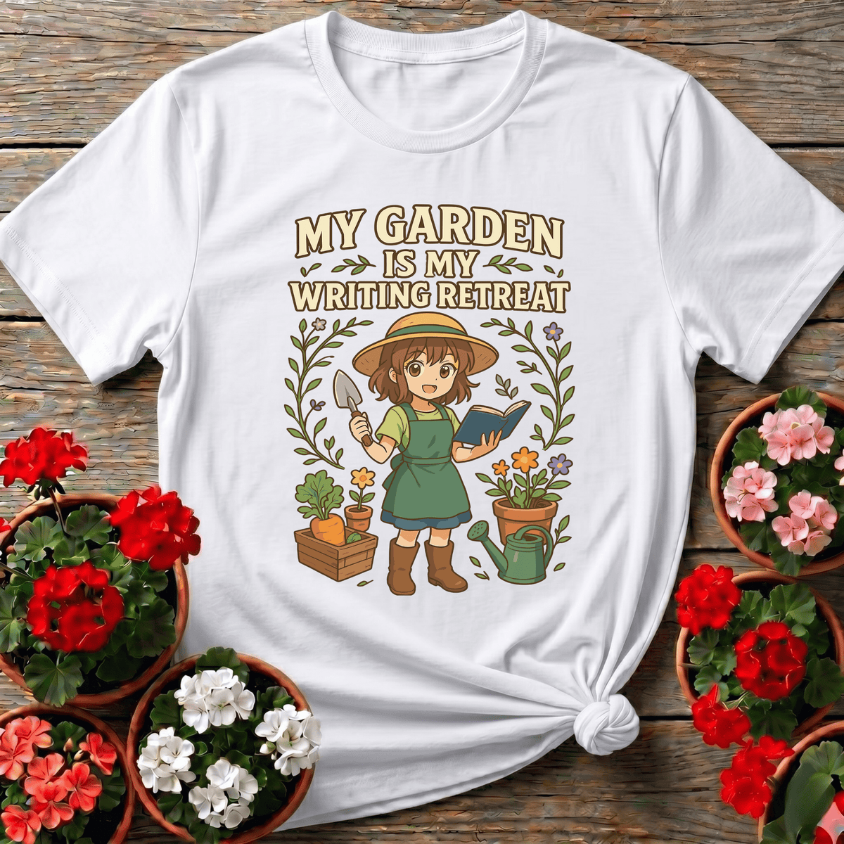 My Garden Is My Writing Retreat Gardening T-Shirt - GardeningTshirts