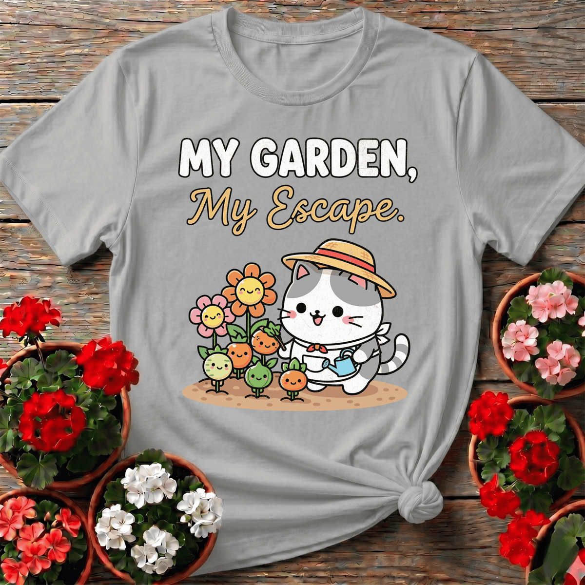 My Garden My Escape Cat T-shirt - GardeningTshirts
