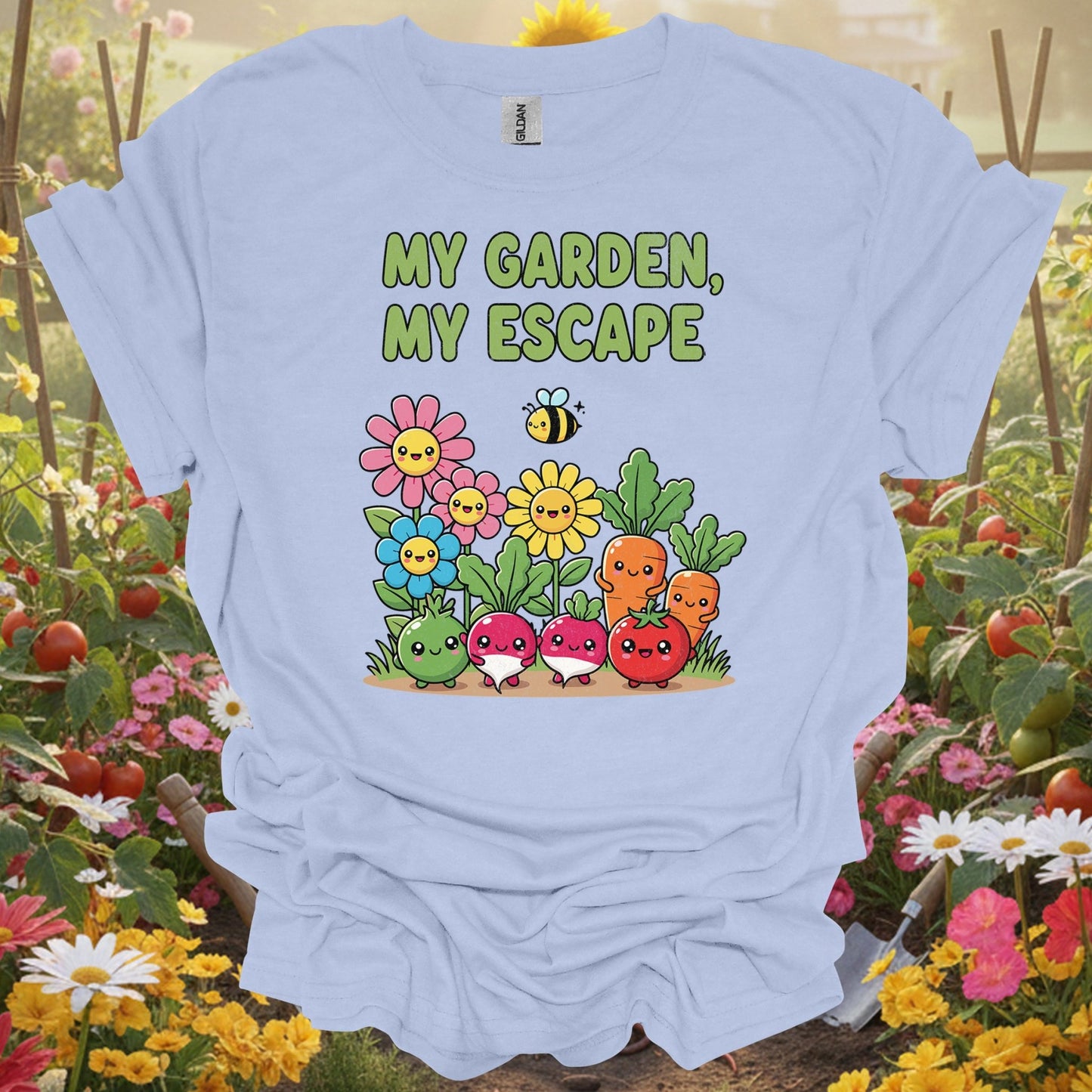 "My Garden My Escape" Cute Kawaii Vegetable T-Shirt - GardeningTshirts