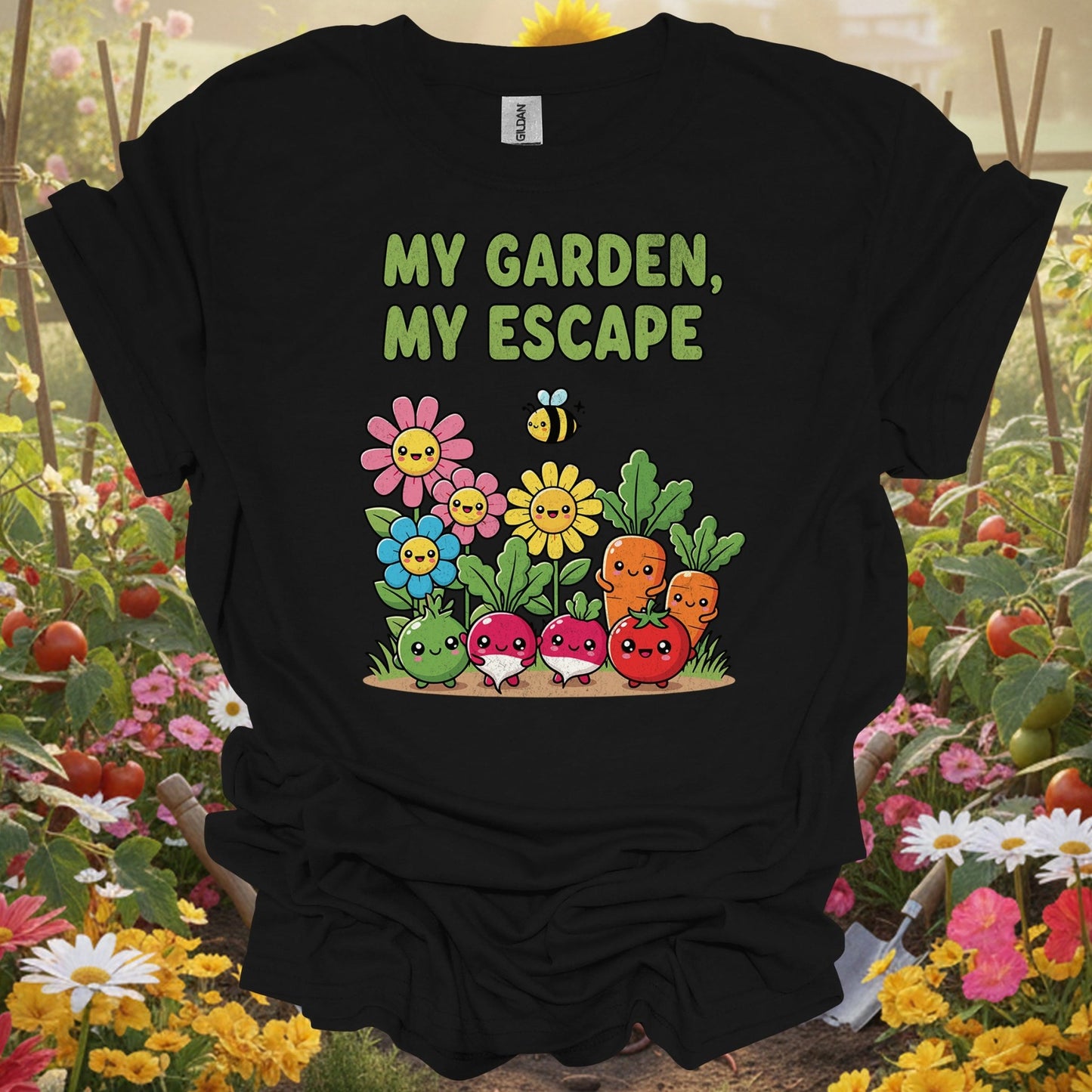 "My Garden My Escape" Cute Kawaii Vegetable T-Shirt - GardeningTshirts