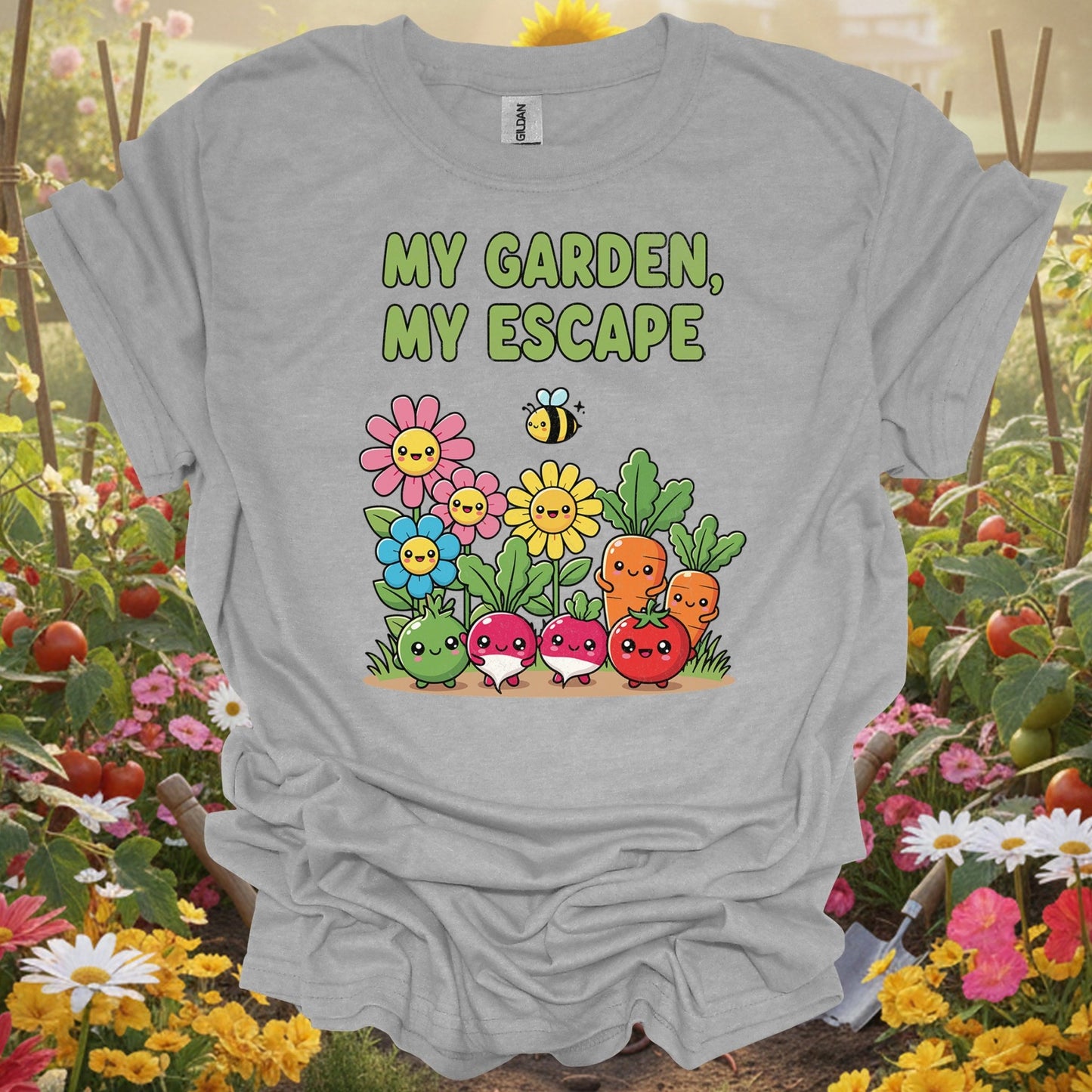 "My Garden My Escape" Cute Kawaii Vegetable T-Shirt - GardeningTshirts