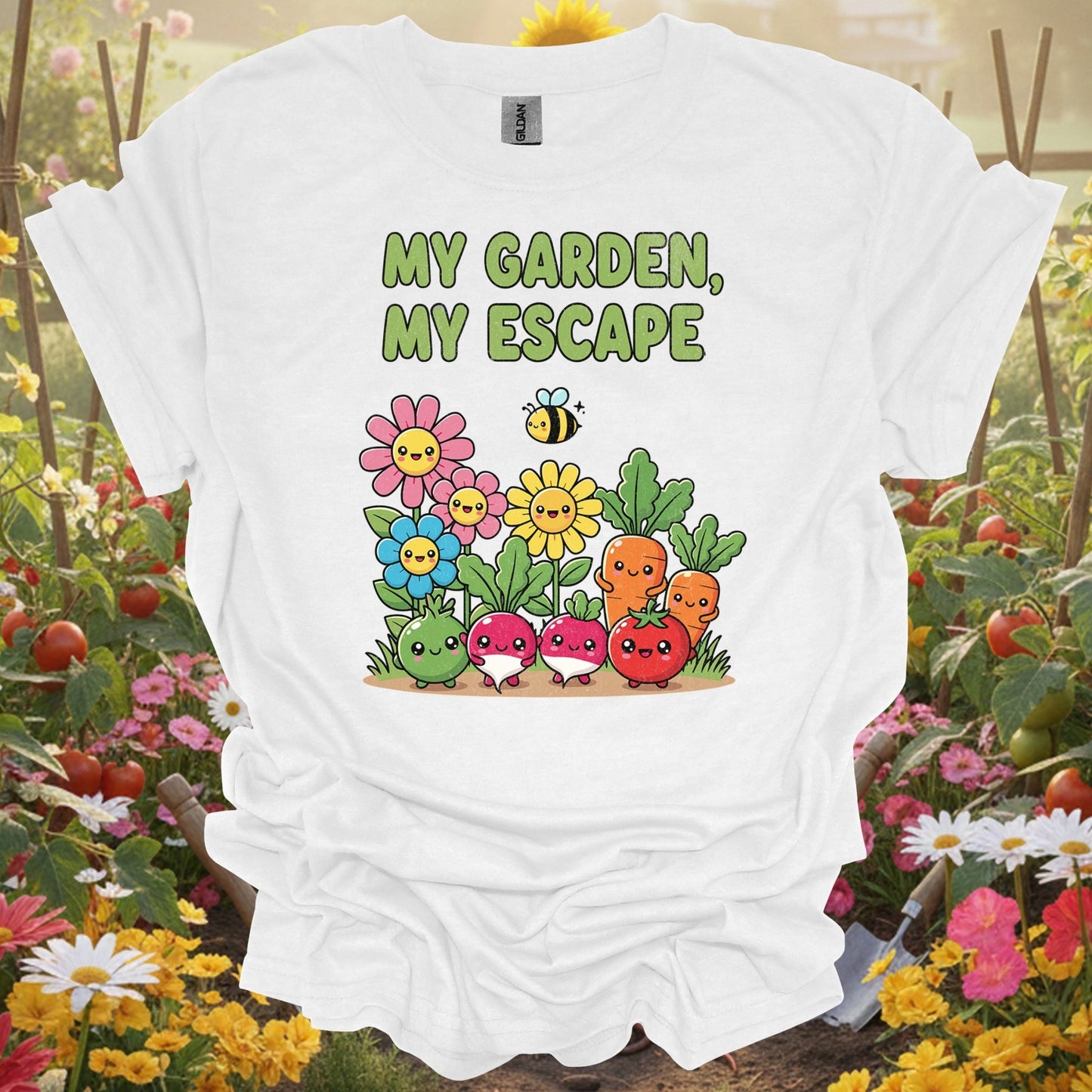"My Garden My Escape" Cute Kawaii Vegetable T-Shirt - GardeningTshirts