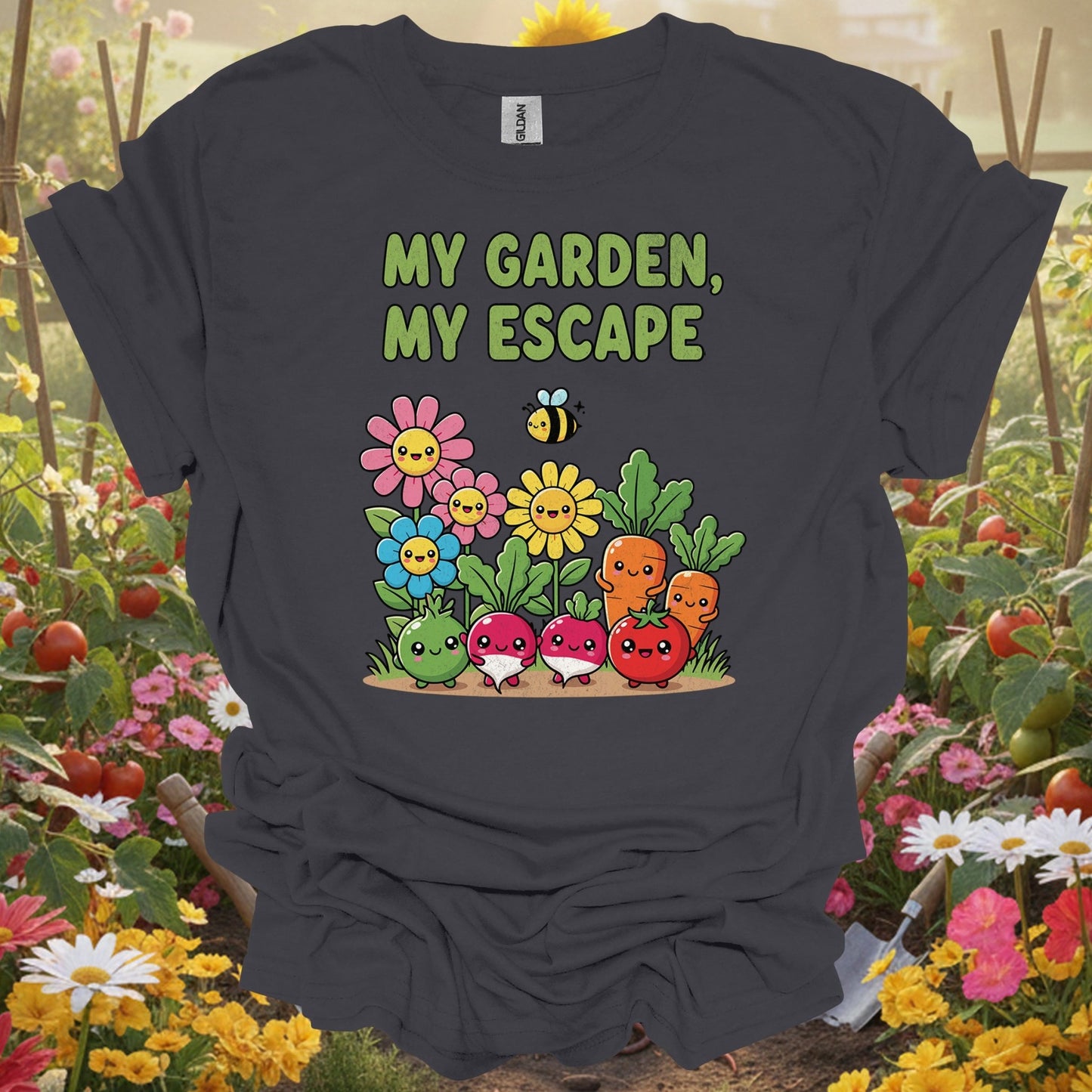 "My Garden My Escape" Cute Kawaii Vegetable T-Shirt - GardeningTshirts