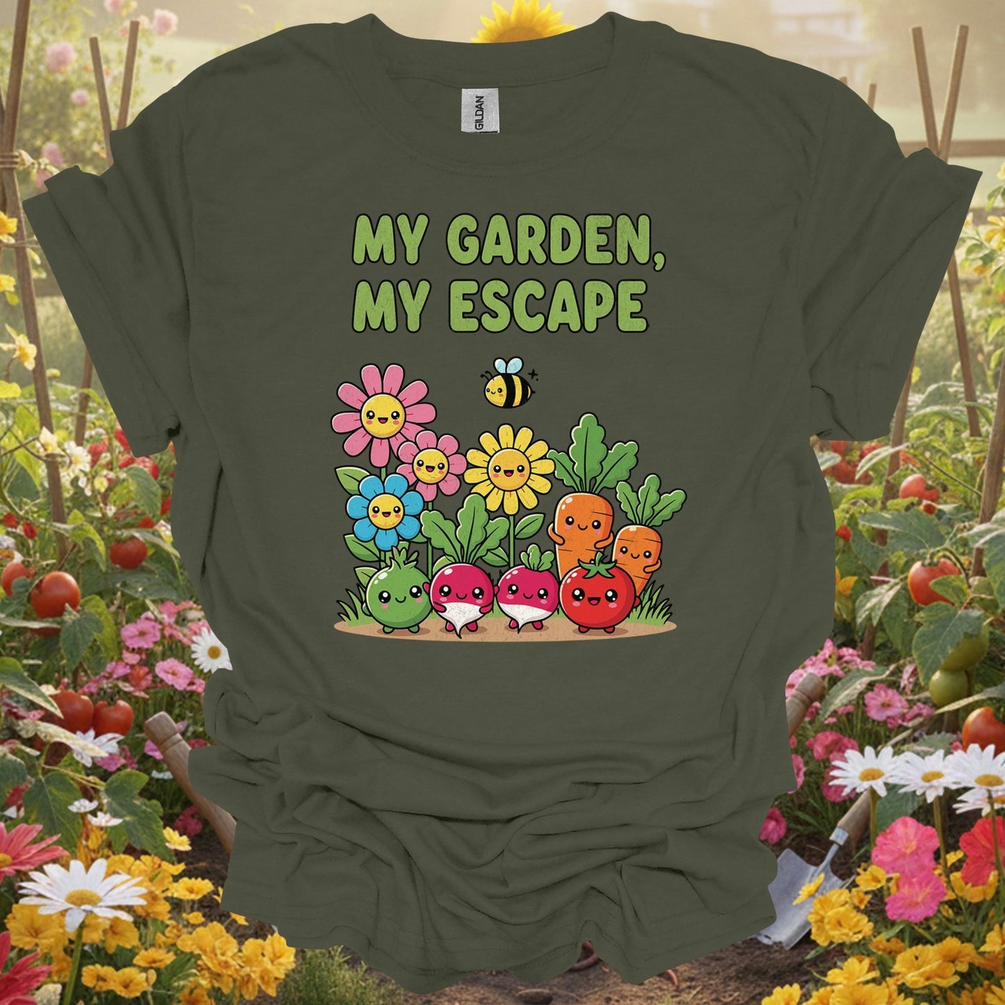 "My Garden My Escape" Cute Kawaii Vegetable T-Shirt - GardeningTshirts