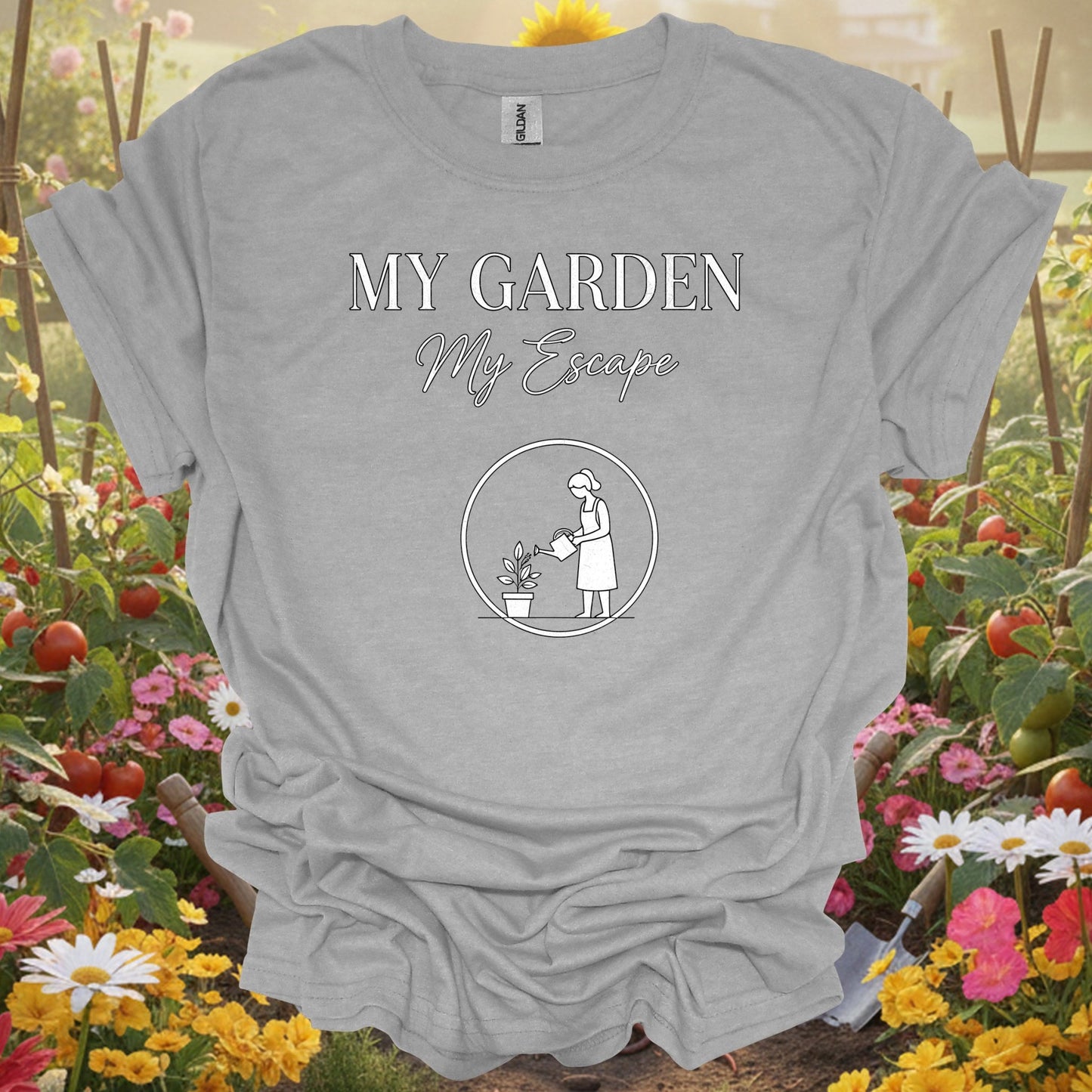 "My Garden My Escape" Minimalist Line Art T-Shirt - GardeningTshirts