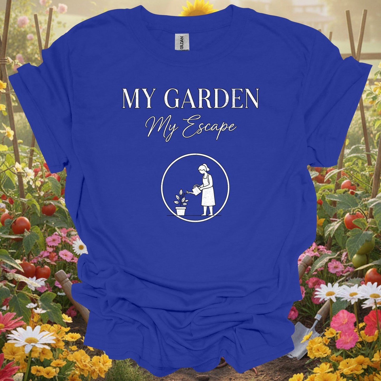 "My Garden My Escape" Minimalist Line Art T-Shirt - GardeningTshirts