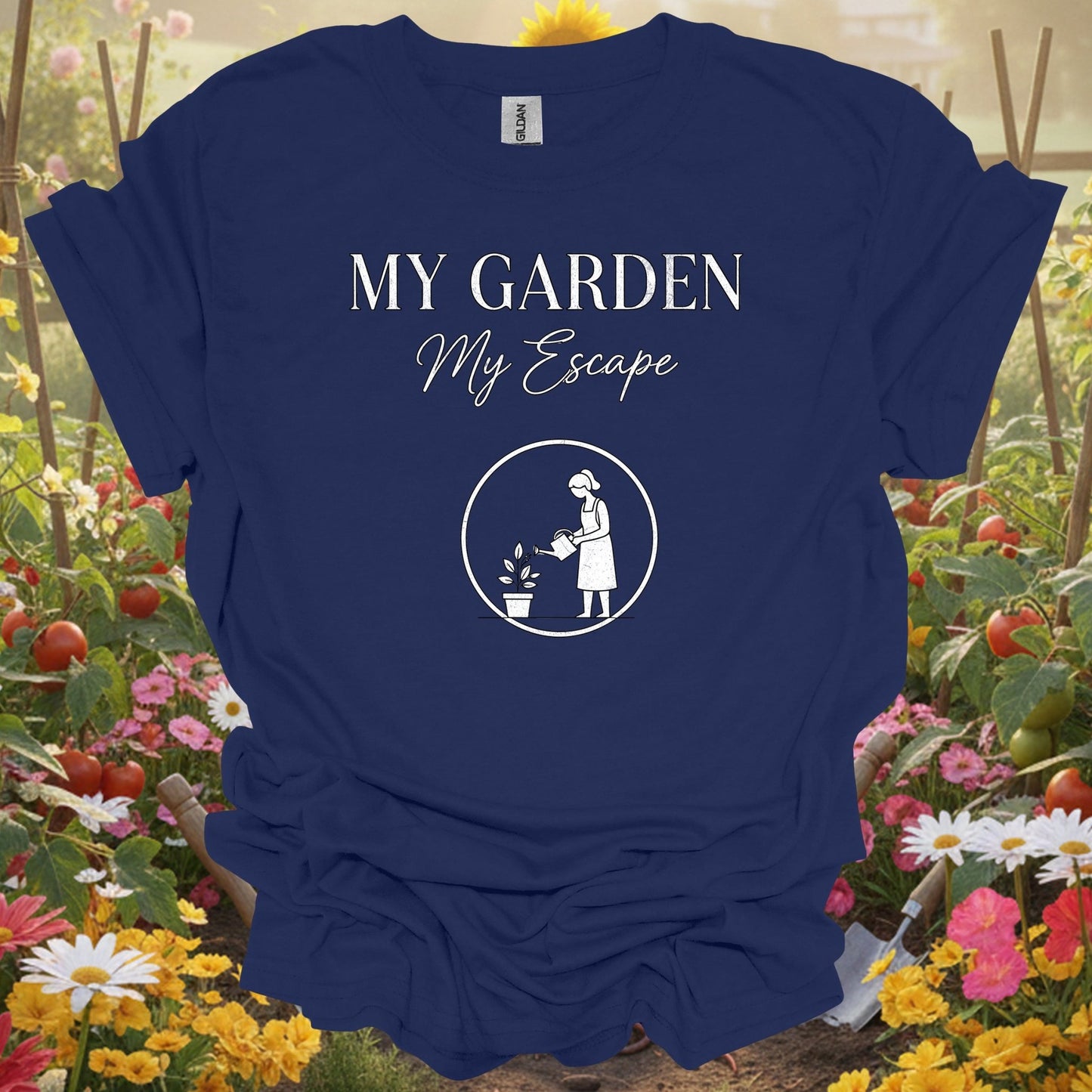 "My Garden My Escape" Minimalist Line Art T-Shirt - GardeningTshirts