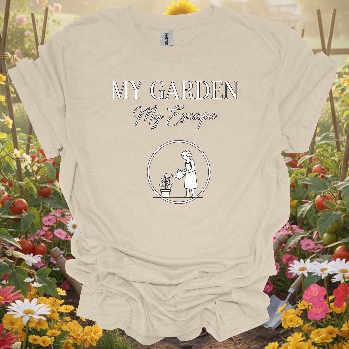 "My Garden My Escape" Minimalist Line Art T-Shirt - GardeningTshirts