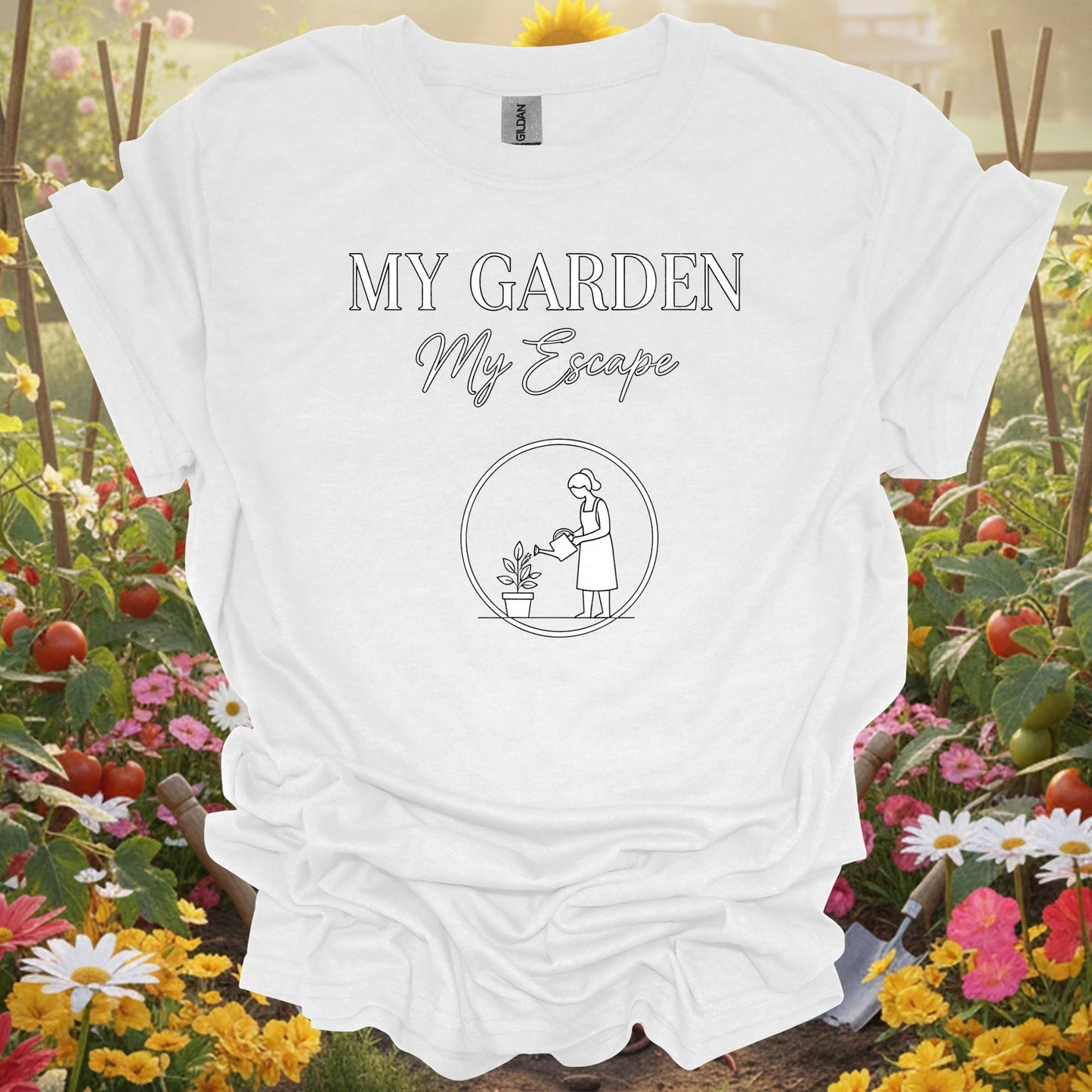 "My Garden My Escape" Minimalist Line Art T-Shirt - GardeningTshirts