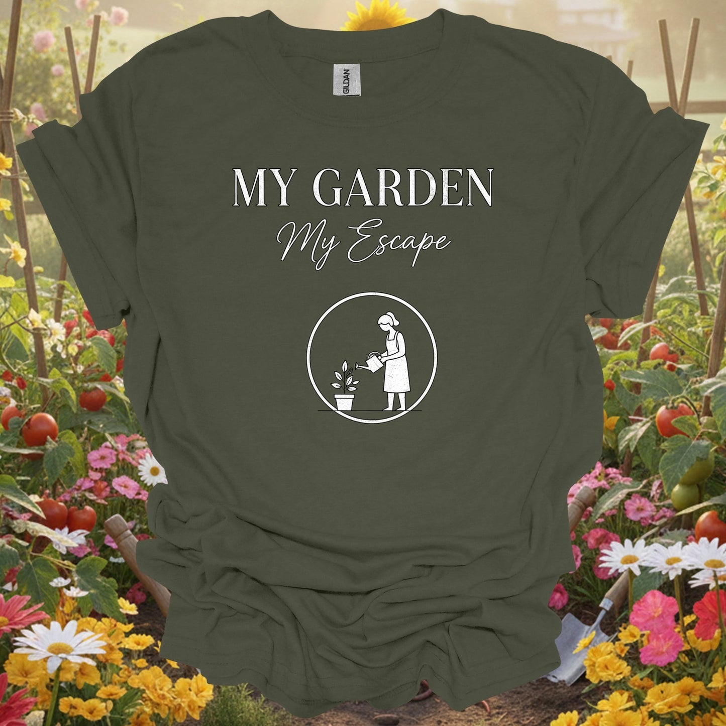 "My Garden My Escape" Minimalist Line Art T-Shirt - GardeningTshirts