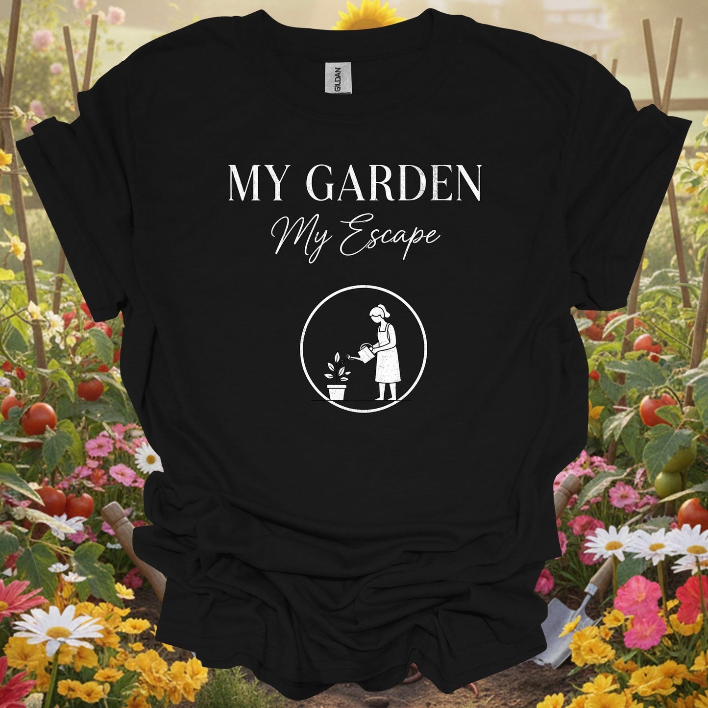 "My Garden My Escape" Minimalist Line Art T-Shirt - GardeningTshirts
