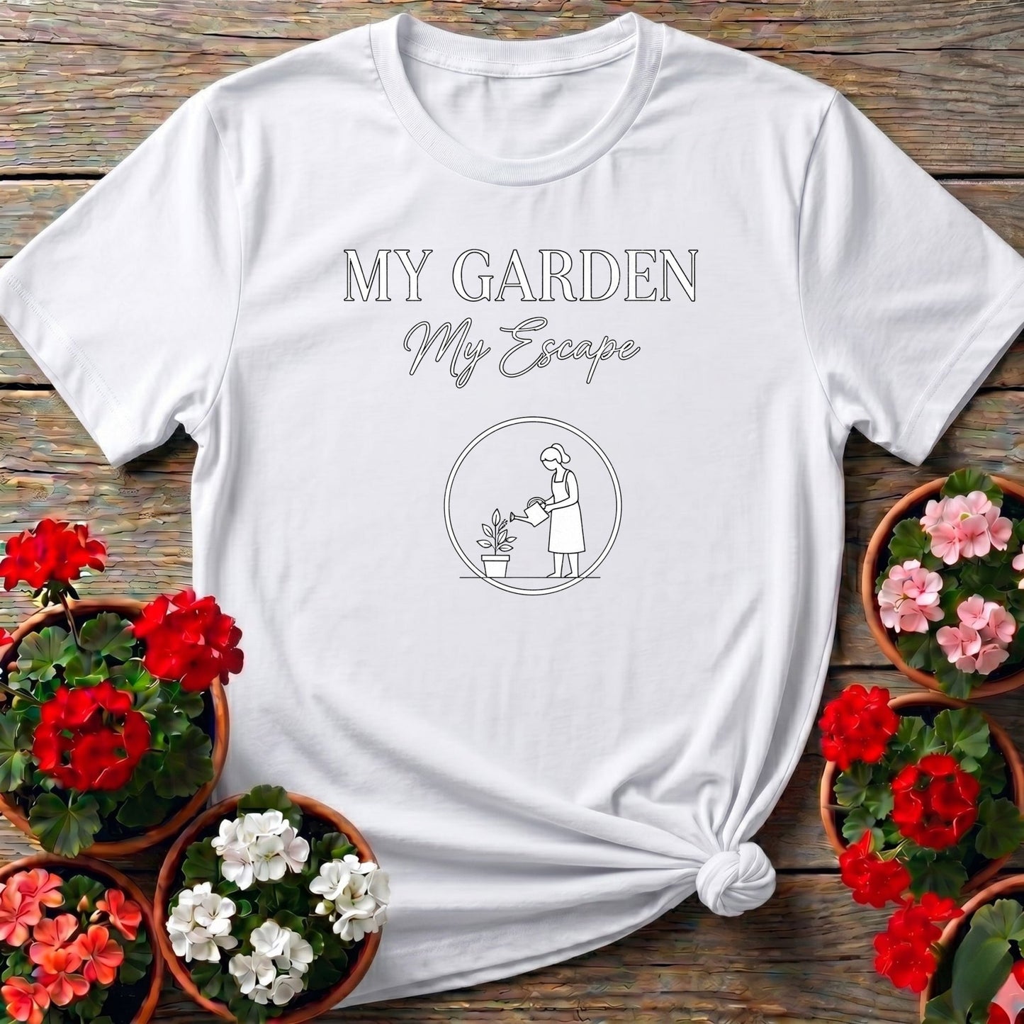 My Garden My Escape Minimalist Line Art Tee - GardeningTshirts