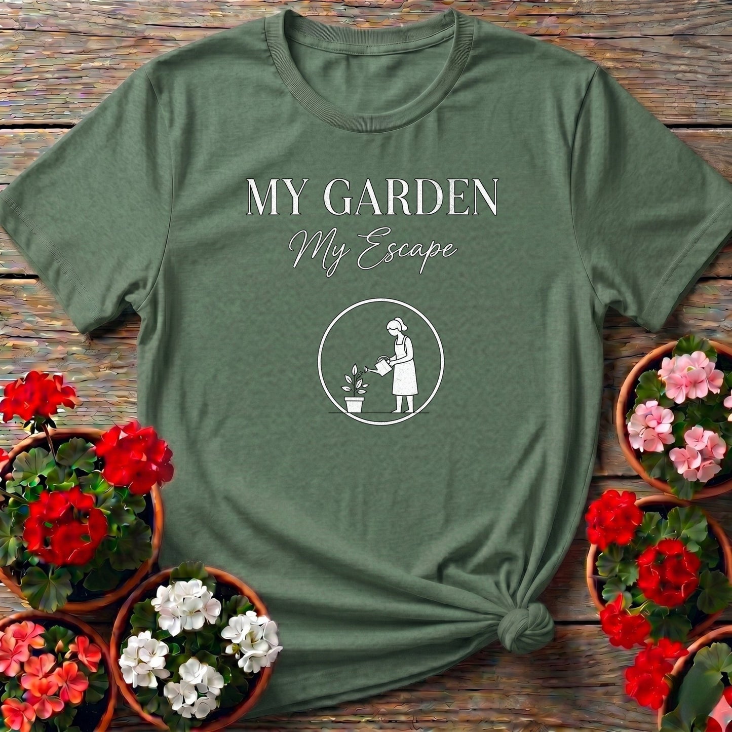 My Garden My Escape Minimalist Line Art Tee - GardeningTshirts