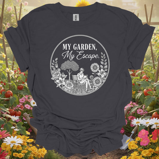 "My Garden My Escape" Peaceful Line Art Floral Retreat Shirt - GardeningTshirts
